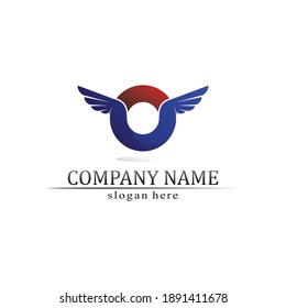 O logo wing Business Technology circle logo and symbols Vector Design Graphic
