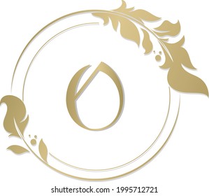 O Logo.Carta .Resumen O Vector de diseño en colores dorados.