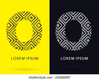 O ,Luxury font, designed using black and white line square geometric shape, logo, symbol, icon, graphic, vector.
