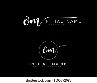 O M Initial handwriting logo vector. Hand lettering for designs.