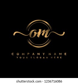 O M Initial handwriting logo vector