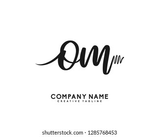 O M Initial Handwriting Logo Template Vector