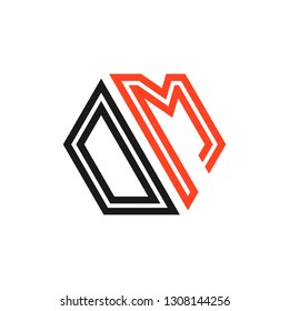 O M initial letter, modern logo design template vector