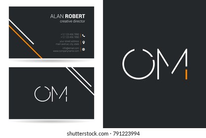 O & M joint logo stroke letter design with business card template