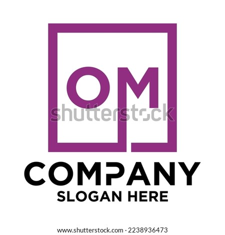 O M lettering with square design vector template