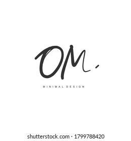 O M OM Initial handwriting or handwritten logo for identity. Logo with signature and hand drawn style.