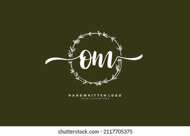 O M OM logo, Initial lettering handwriting or handwritten for identity. Logo with signature and hand drawn style.
