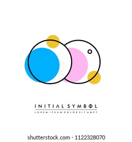 O O Memphis letter style, initial logo template vector full color.