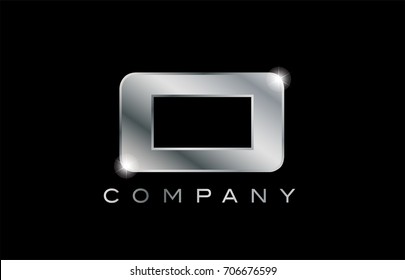 O metal metallic silver logo on a black blackground