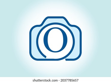O monogram letter luxury alphabet with a camera icon. Photography logo vector illustration. Modern logo design for photography business, and company identity.