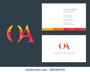 O & A multi color joint logo design with business card template