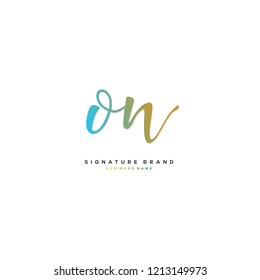 O N ON Initial letter handwriting and  signature logo concept design