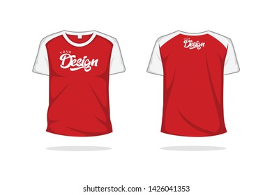 O neck raglan t shirt mock up template vector illustration