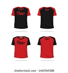 O neck raglan t shirt mock up template vector illustration