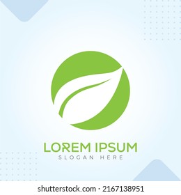 
O Negative Space Leaf Green Logo Template In Modern Creative Minimal Vector Design