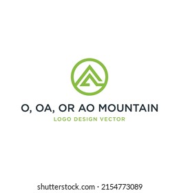 O, OA, OR AO MOUNTAIN LOGO DESIGN VECTOR