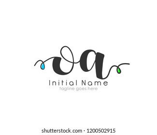 O A OA Initial handwriting logo vector template