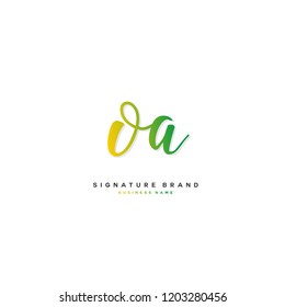 O A OA Initial letter handwriting and  signature logo concept design