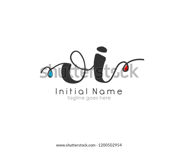 O Oi Initial Handwriting Logo Vector Stock Vector Royalty Free