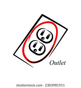 O - Outlet. ABC with objects. Series of letters A-Z. Images of objects. Minimalism. Beautiful letters. Line drawing. logo design initial O combine with object.