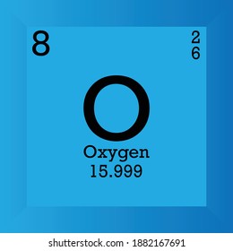 O Oxygen Chemical Element Periodic Table. Single vector illustration, Metalloids element icon with molar mass, atomic number and electron conf. Lab, science or chemistry class.