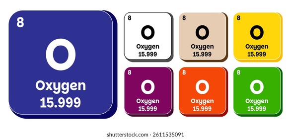 O, Oxygen element vector icon set, periodic table element. Vector illustration EPS 10 File. Isolated on white background.