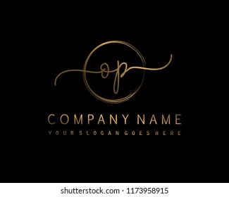 O P Initial handwriting logo vector