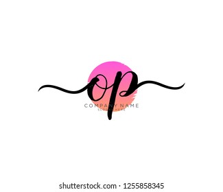 O P Initial handwriting logo vector