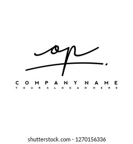 O P Initial handwriting logo vector