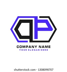 O P initial letter, modern logo design template vector