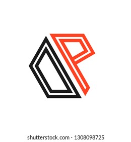 O P initial letter, modern logo design template vector