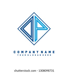O P initial letter, modern logo design template vector