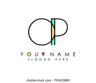 O & P initial minimalist logo template vector