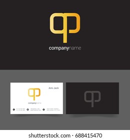 O P joint logo design vector with business card template