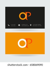 O P joint logo letter symbol with business card template