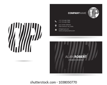 O & P joint logo waves letter design with business card template