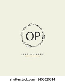 O P OP Beauty vector initial logo, handwriting logo of wedding, fashion, jewerly, heraldic, boutique, floral and botanical with creative template for any company or business.