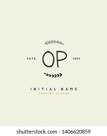 O P OP Beauty vector initial logo, handwriting logo of wedding, fashion, jewerly, heraldic, boutique, floral and botanical with creative template for any company or business.