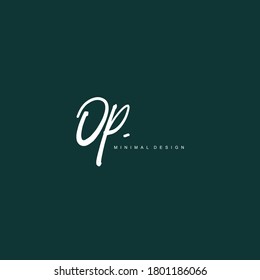 O P OP Initial handwriting or handwritten logo for identity. Logo with signature and hand drawn style.