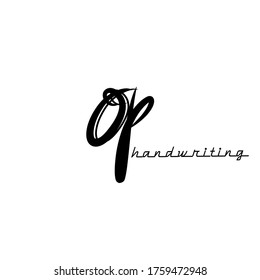 O p Op initial logo handwriting template vector. isolated white background