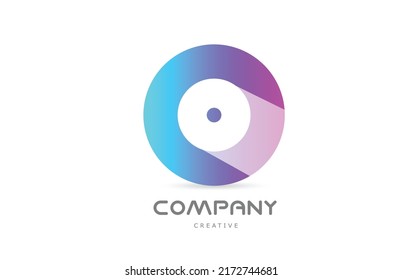 O pink blue alphabet letter logo icon with long shadow and circle. Creative template for business or company