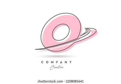 O pink grey line alphabet letter logo icon design with swoosh. Creative template for company and business
