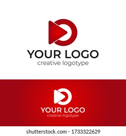 o and play button logo design creative and minimal logotype vector