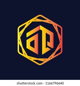 O Q Initial letter hexagonal logo vector