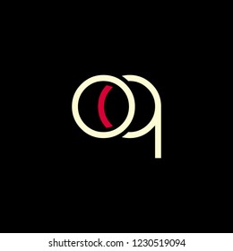 O & Q joint logo round line letter design template