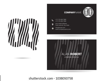 O & Q joint logo waves letter design with business card template