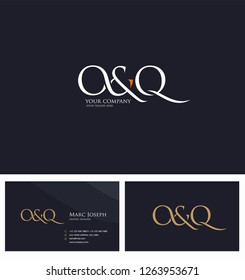 O & Q letters Joint logo icon and Business card vector template.