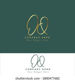 O Q OQ Letra inicial letra manuscrita y logotipo de firma. Logo inicial del vector de belleza .Moda, boutique, floral y botánica