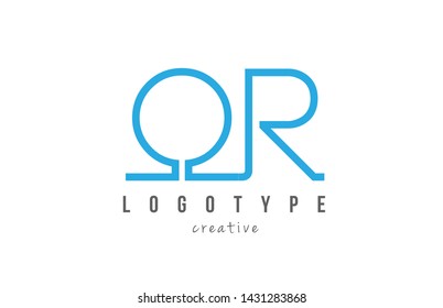 OR O R blue joined line alphabet letter logo combination suitable as icon design for a company or business