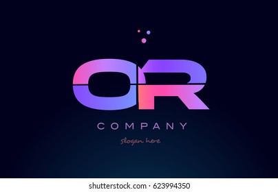 or o r creative color blue background pink purple blue magenta alphabet letter company logo vector icon design